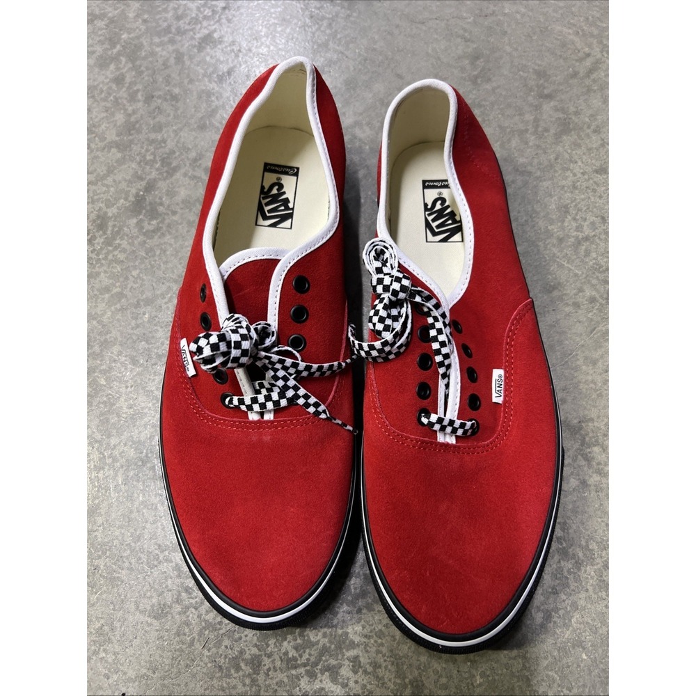 Vans Classic Authentic Shoes Custom Red Black White Mens Size 14 Rare - Picture 3 of 6